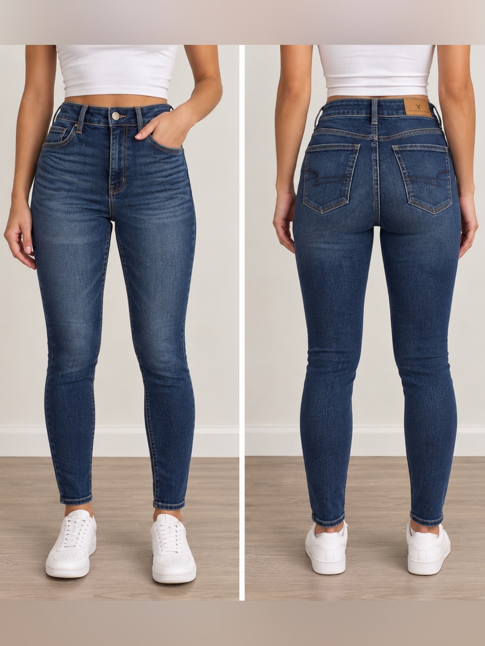 American Eagle Outfitters Dark Blue High-Rise Skinny Jeans
